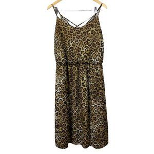 Maurices Midi Dress 0 Plus Leopard‎ Animal Print V-Neck A-Line Sleeveless